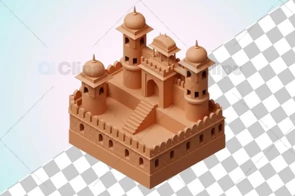 Indian Monument - 3D Isometric Render