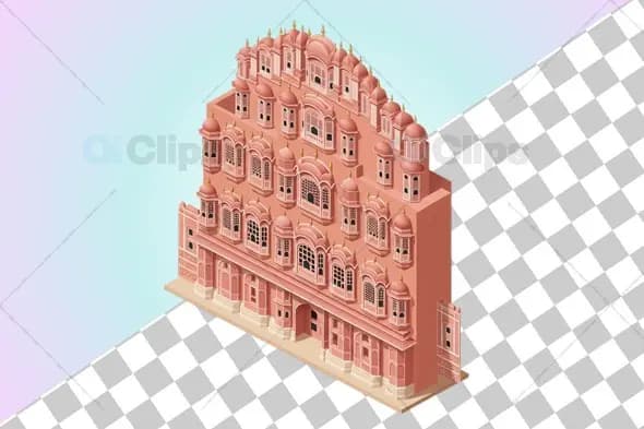 3D Hawa Mahal Illustration