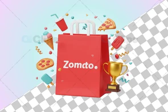 3D Zomato Delivery Bag with Floating Treats