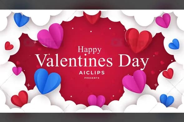 Elegant Valentine's Day Animation with 3D Paper Hearts