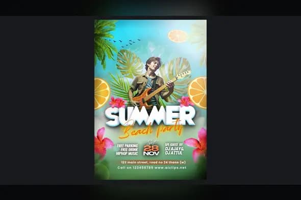 Tropical Summer Beach Party Flyer Template