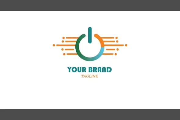 Modern Power Button Technology Logo with Circuit Lines