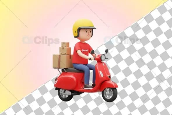 Delivery Person 3D Illustration in Red Uniform