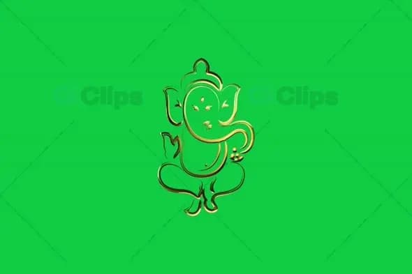 Sitting Golden Ganesha with Modak Animation on Green Screen