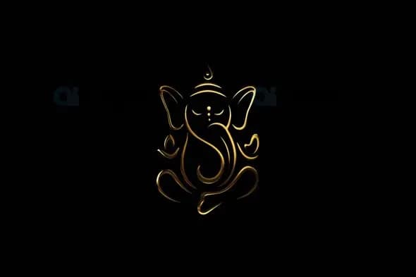 Glowing Golden Ganesha Animation with Transparent Background