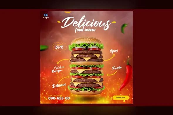 Giant Burger Food Menu Promotion Template