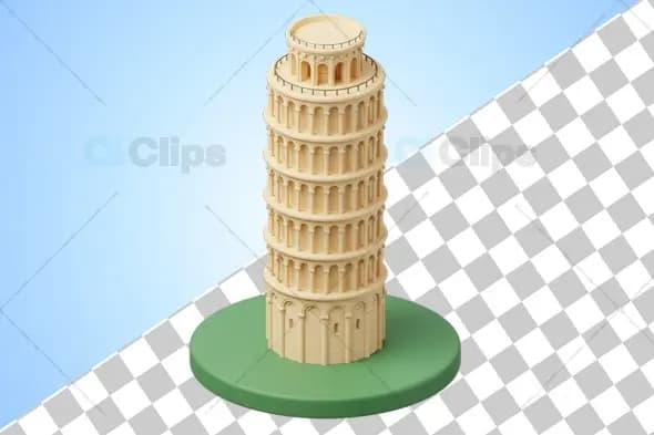 3D Leaning Tower of Pisa Illustration