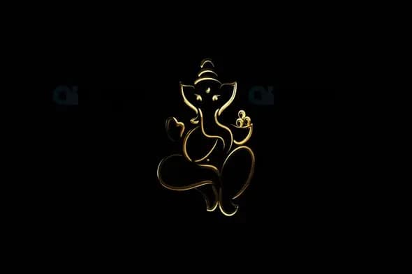 Divine Golden Ganesha Animation with Transparent Alpha Background