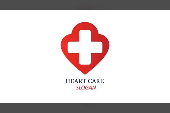 Medical Heart Care Cross Logo Design