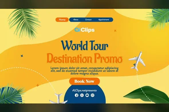 Tropical Travel Agency Website Header Animation Template
