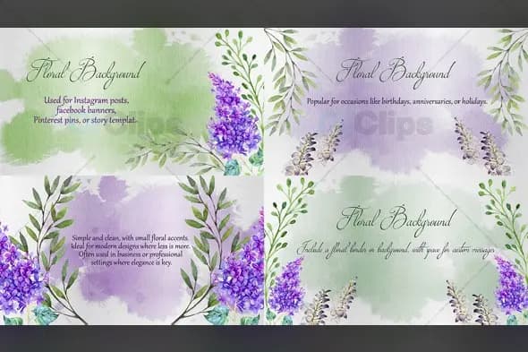 Elegant Watercolor Lilac Floral Background Templates