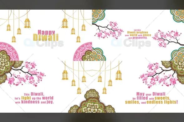 Elegant Diwali Celebration with Cherry Blossoms and Lanterns