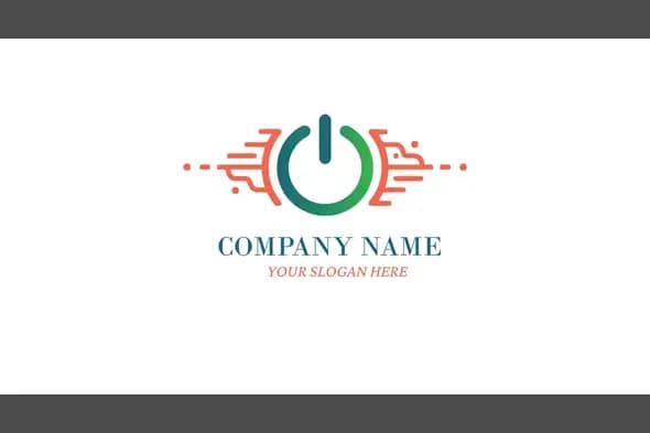 Modern Power Button Tech Logo with Circuit Design