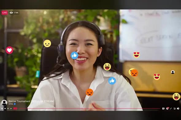 Live Stream Social Media Reactions Template with Animated Emojis