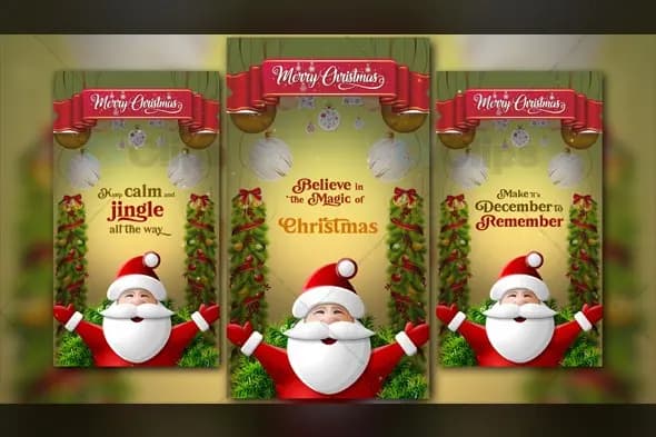 Festive Christmas Greeting Cards Animation Template