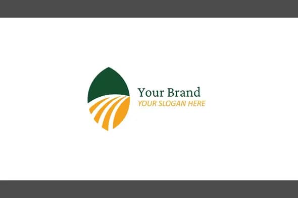 Agricultural Field Path Logo with Green Leaf Design