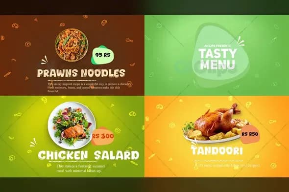 Vibrant Restaurant Menu Food Showcase Template