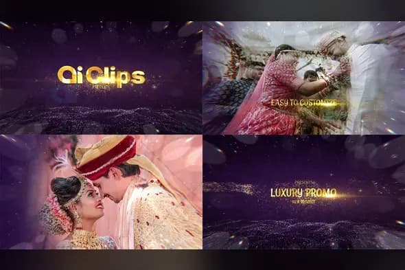 Luxury Wedding Promo Template with Cosmic Gold Effects