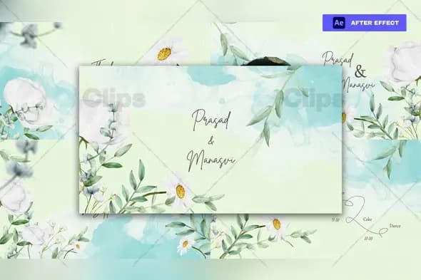 Watercolor Floral Wedding Invitation Template for After Effects
