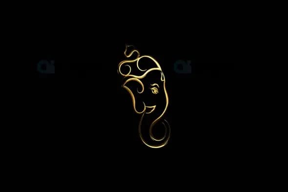 Abstract Golden Ganesha Animation with Transparent Alpha