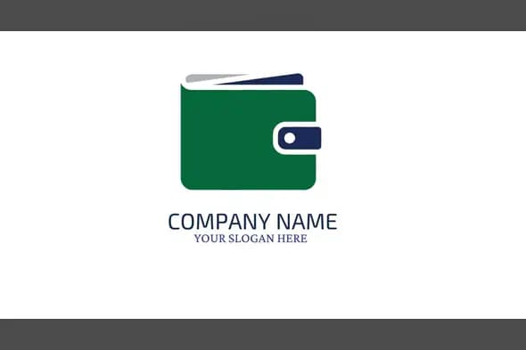 Minimalist Wallet Logo Design with Green Icon