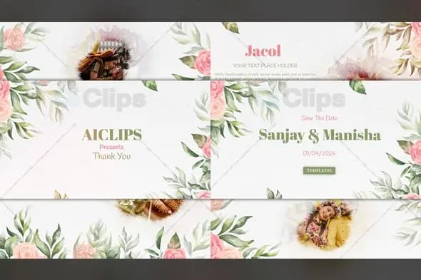 Elegant Floral Wedding Invitation Template with Watercolor Roses