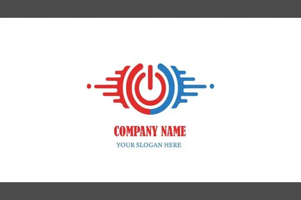 Dynamic Power Button Logo with Speed Lines