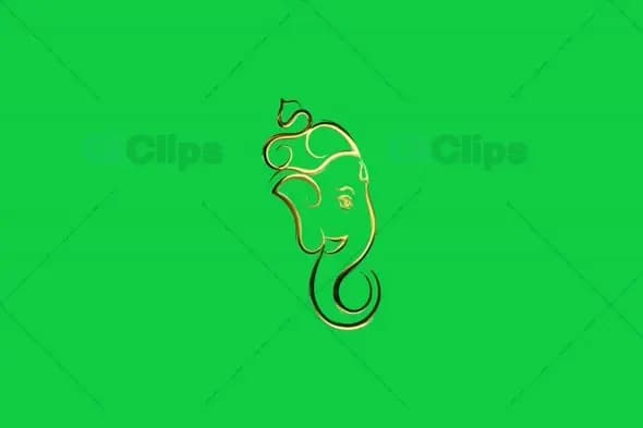 Abstract Golden Ganesha Profile Animation on Green Screen