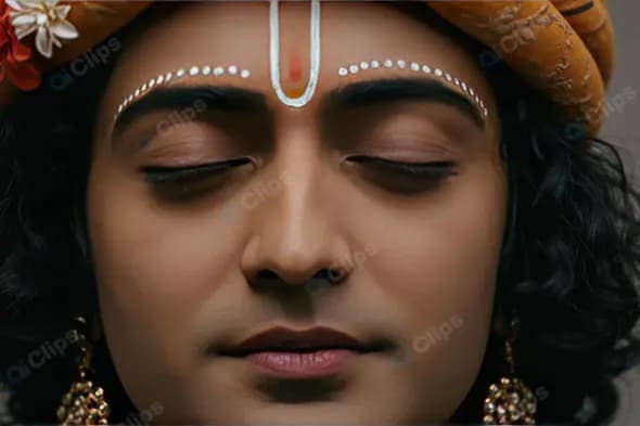 Close-Up Portrait of Lord Krishna with Divine Expression
