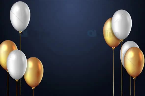 Elegant Gold and White Balloons Overlay Background