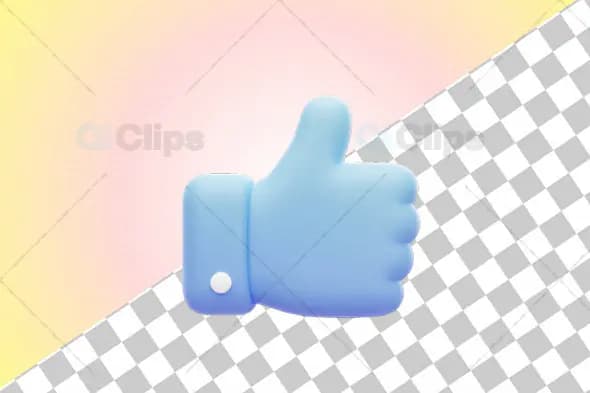 3D Blue "Thumbs Up" Approval Icon