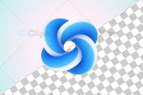 3D Twisted Gradient Ring Shape - Blue and White