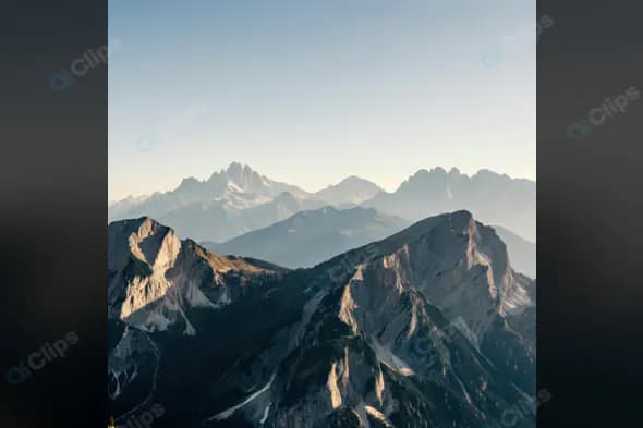 Stunning Mountain Range with Misty Peaks at Sunrise