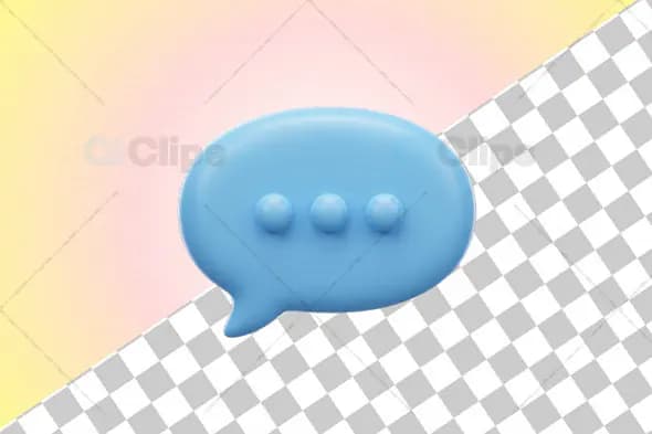 3D Blue Chat Bubble Icon