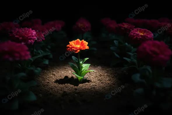 Single Bloom Standing Out in a Garden of Flowers