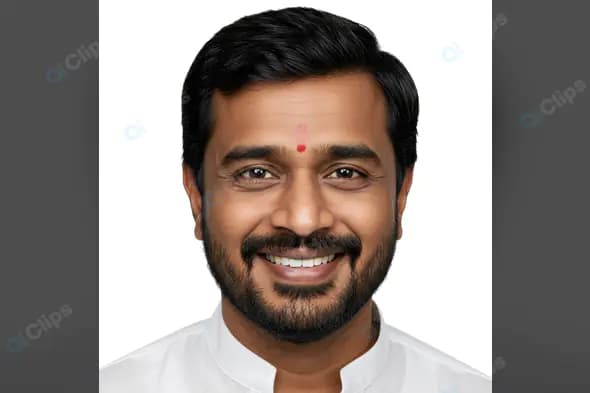 Smiling Indian Man in Traditional White Kurta with Tilak on Forehead – Close-Up Portrait