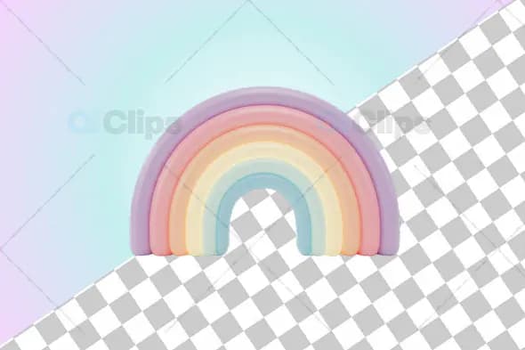 3D Pastel Rainbow PNG