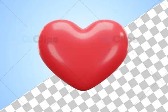 3D Glossy Red Heart PNG