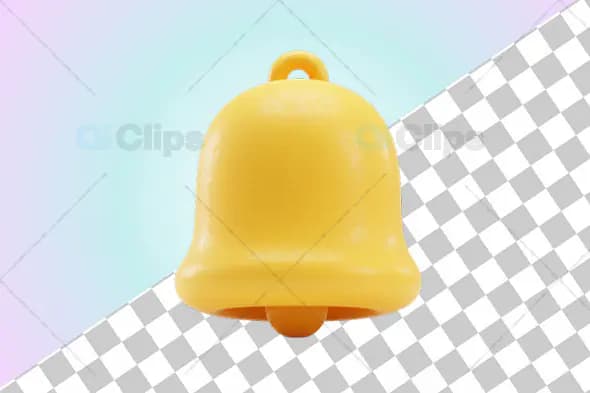3D Yellow Notification Bell Icon