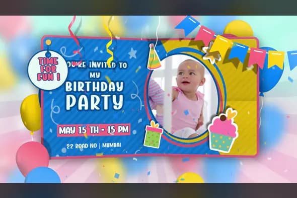 Fun Animated Birthday Invitation Template for Kids – After Effects