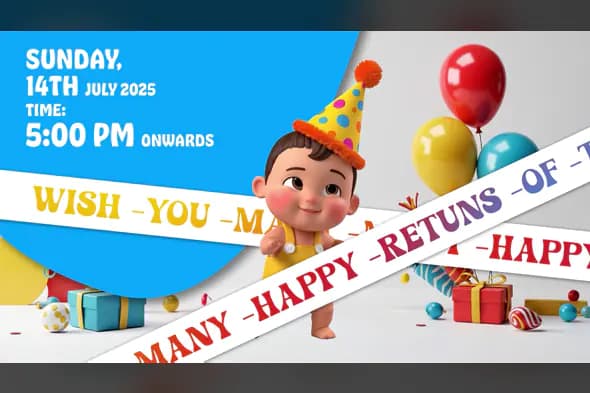 3D Kids Birthday Invitation Template for After Effects
