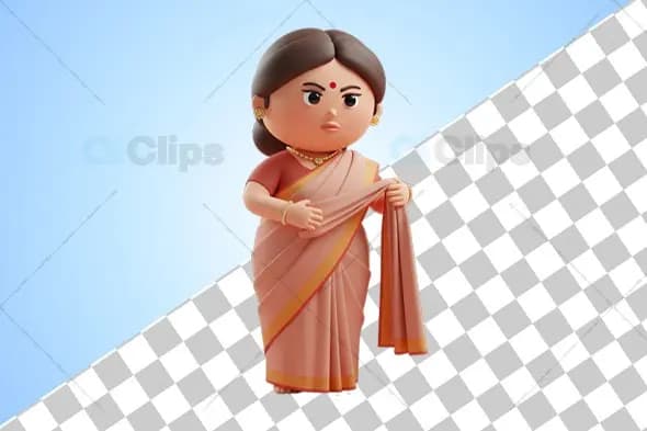 3D Traditional Indian Woman in Saree