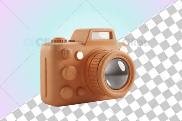 3D Brown Camera Icon