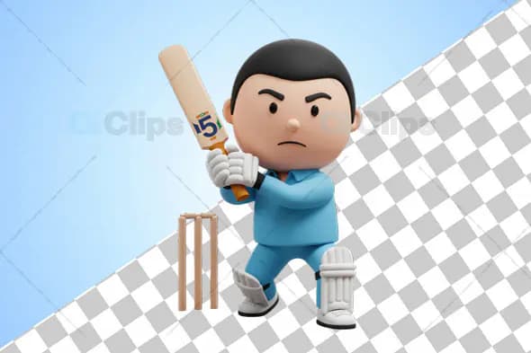 3D Cricket Batsman in Batting Stance