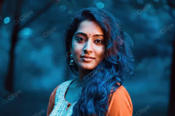 Portrait of an Indian Woman with Confident Smile in Nature