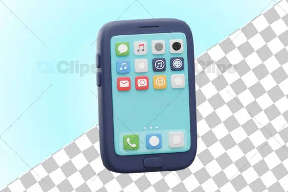 3D Smartphone with Minimal App Icons