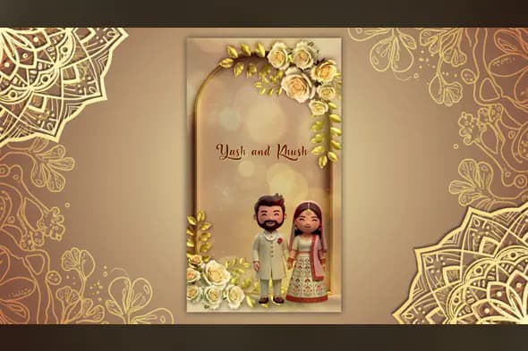3D Indian Couple Wedding Invitation Template for After Effects