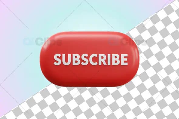 3D Red "Subscribe" Button with Gradient Background