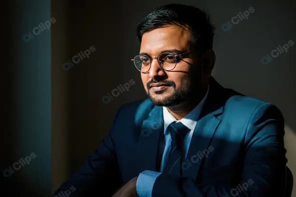 Confident Indian Businessman in Formal Suit with Glasses