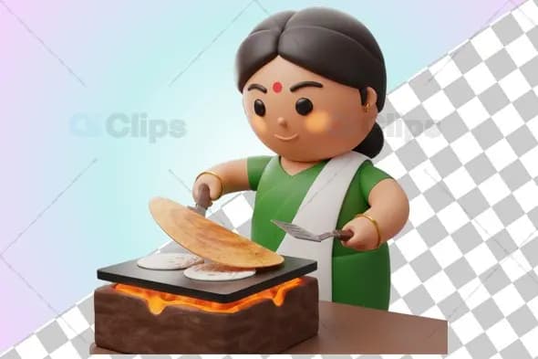 Traditional South Indian Woman Cooking Dosa